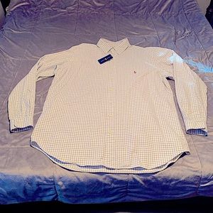 Ralph Lauren polo button down grey/white, nwt, XLT